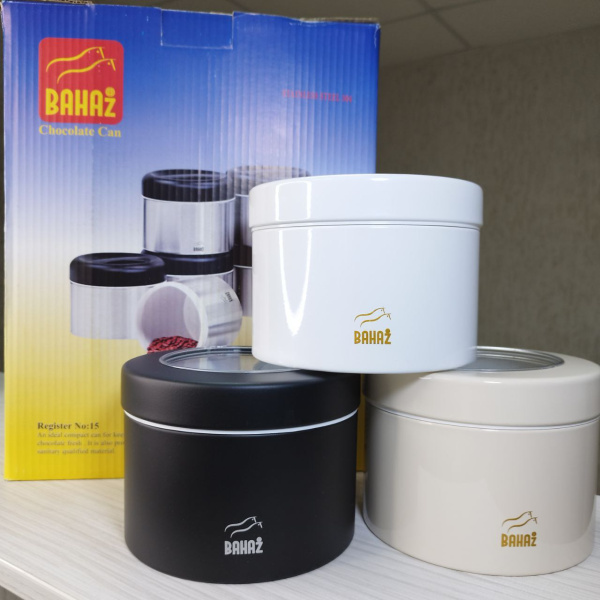 Контейнер для сыпучих продуктов металлический Bahaz 1.9 л. / Банка с прозрачной крышкой, Черный цвет